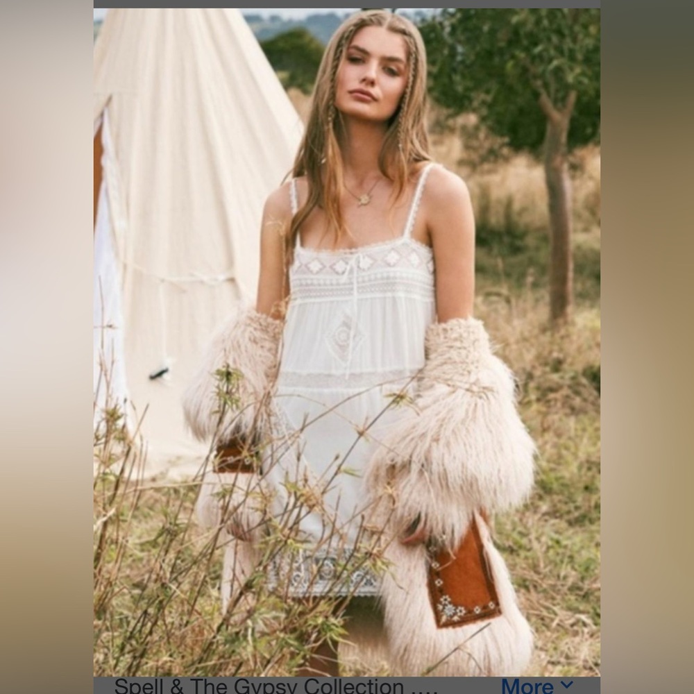 Spell Peaches Slip Dress with lace, NWT, XL - Picture 8 of 17
